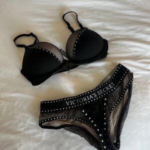 Victoria's Secret x Balmain Black Bra and Panty Lingerie Set
